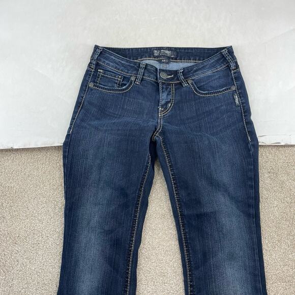 Silver Jeans Women Size 28 Blue Aiko Mid Slim Boot Dark Wash 33" Inseam 64-25 - Picture 3 of 10
